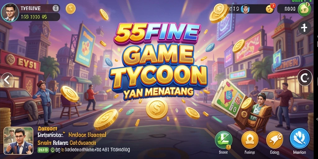 Screenshot menampilkan gameplay seru dalam 55FIVE, game Tycoon yang mendebarkan.