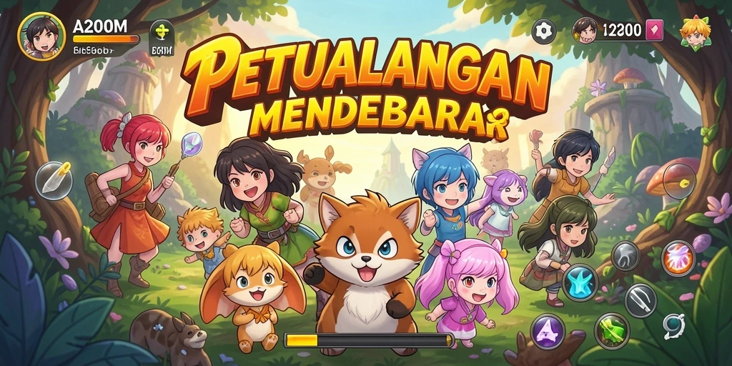 Tangkapan layar utama A200M menampilkan pertarungan seru dalam dunia Anime.