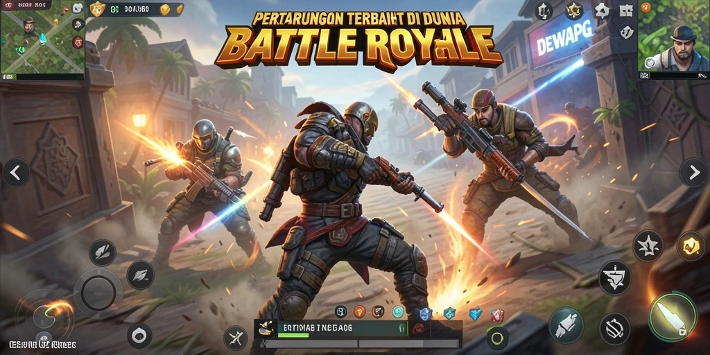 Tampilan menarik dari gameplay intense dalam DEWAPG Battle Royale.