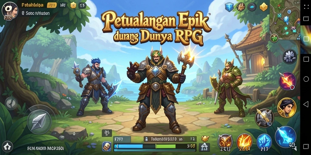 Tampilan gameplay F7F7 yang penuh aksi dan strategi RPG.