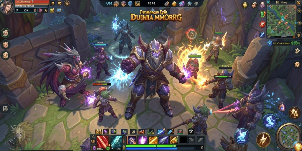 Tangkap layar gameplay FA99 menampilkan pertempuran epik dalam dunia MMORPG.