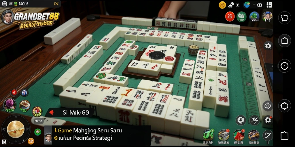 Tampilan gameplay seru dalam GRANDBET88 dengan ubin Mahjong.