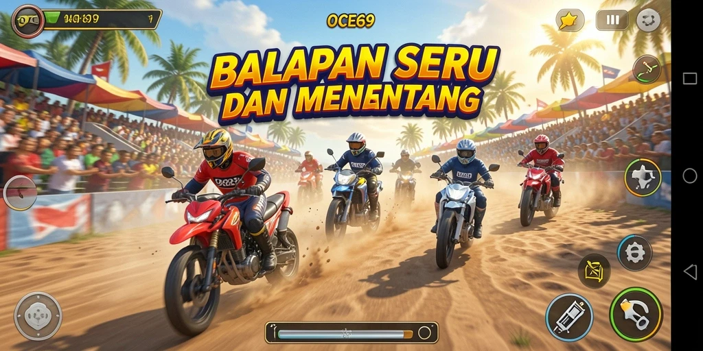 Tampilan gameplay OCE69 yang mendebarkan dalam balapan.