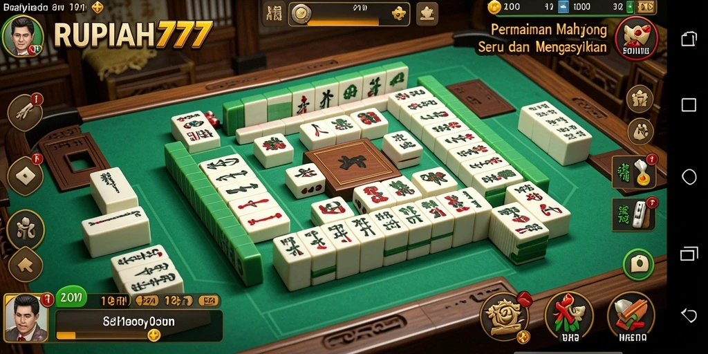 Tampilan gameplay RUPIAH777 menampilkan suasana Mahjong yang menyenangkan.