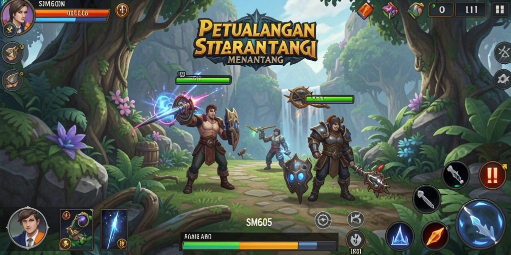 Tampilan menarik gameplay strategis SM605 yang mendebarkan.