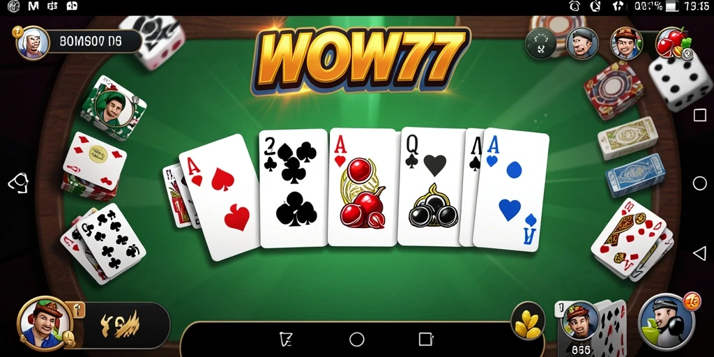 Screenshot utama WOW77 dengan gameplay seru permainan Domino.